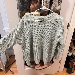 American Eagle Baby Blue Distressed Sweater